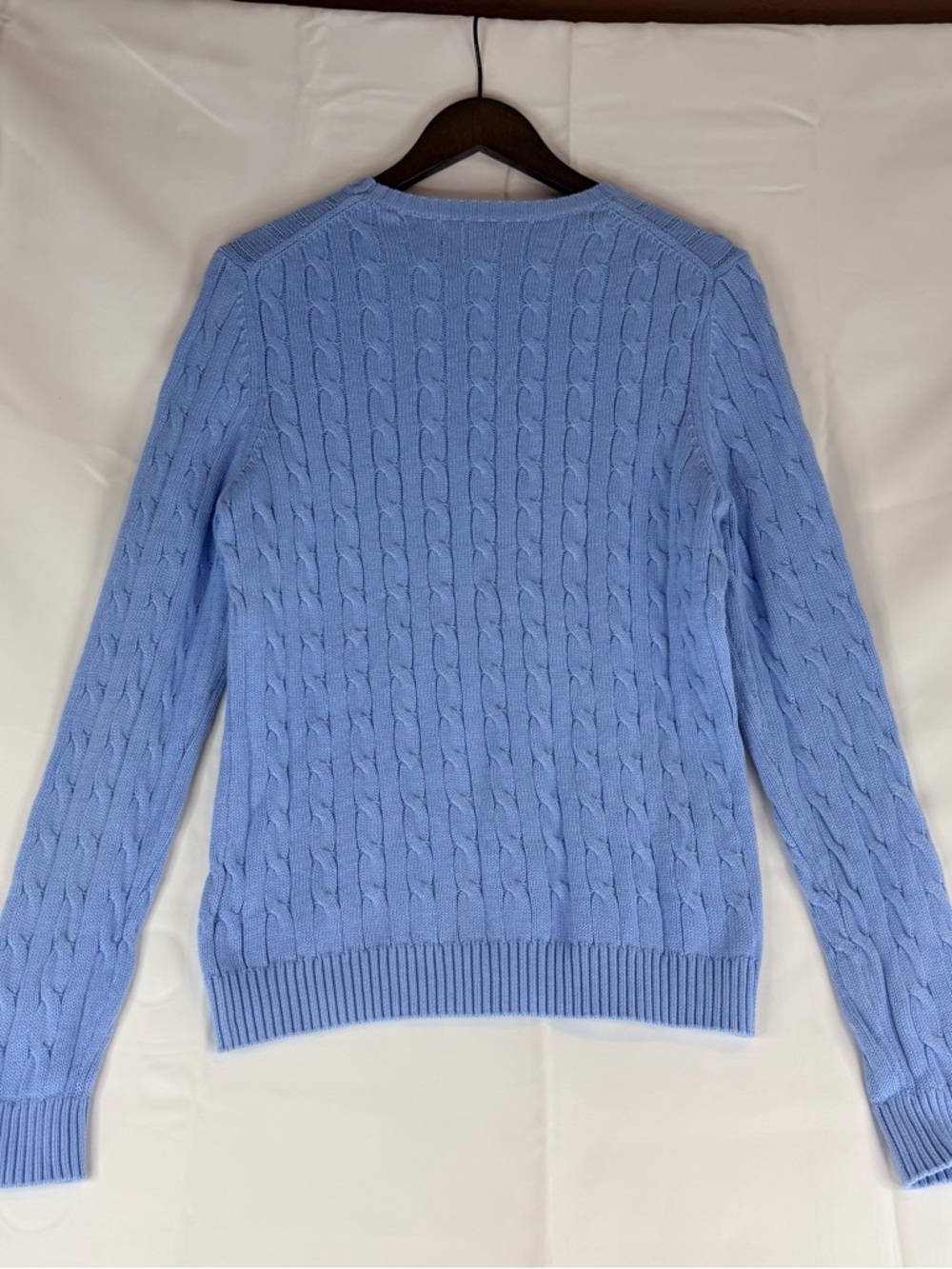 BROOKS BROTHERS Women’s Size L Sweater 346 Crewneck Cable Knit Blue Classic - Picture 9 of 15